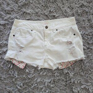 White Distressed Shorts